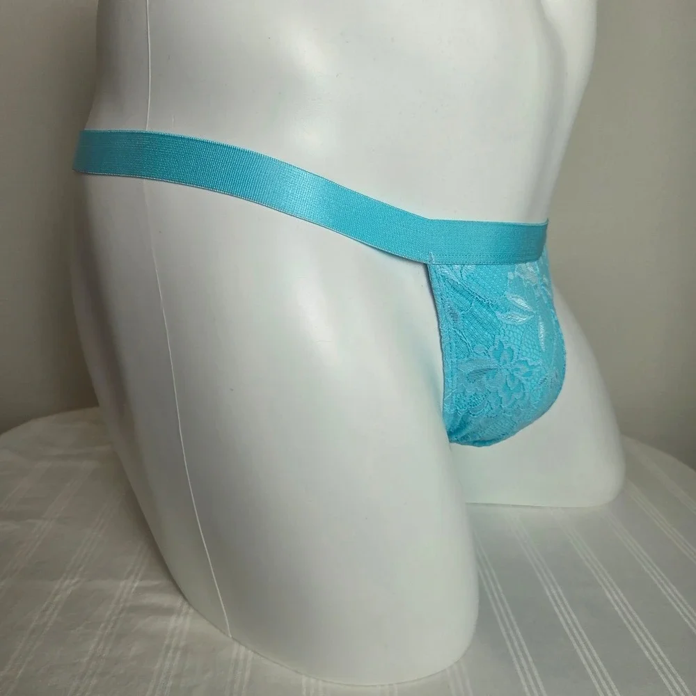 Cosabella Light Blue Floral Lace‎ Thong Underwear Mens Sexy Intimate Briefs